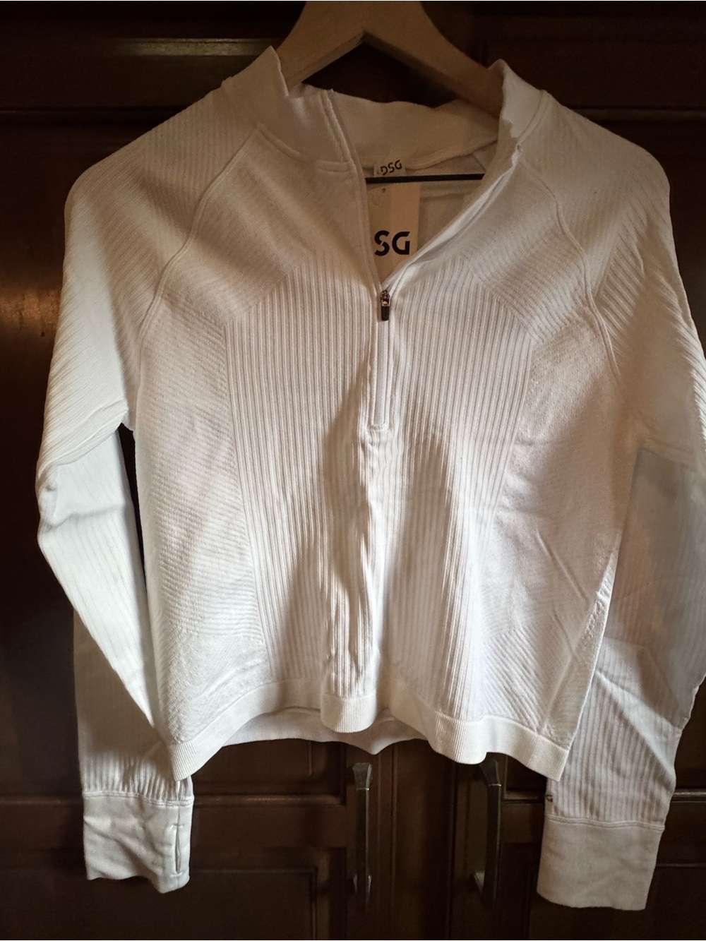 DSG White Ribbed Half-Zip Bomber Jacket